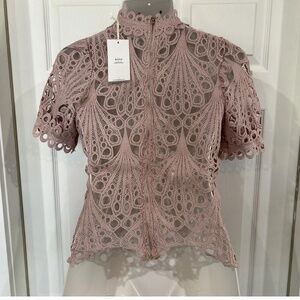 Blashe Pink Blush Crochet Knit Top Blouse (Size: S)